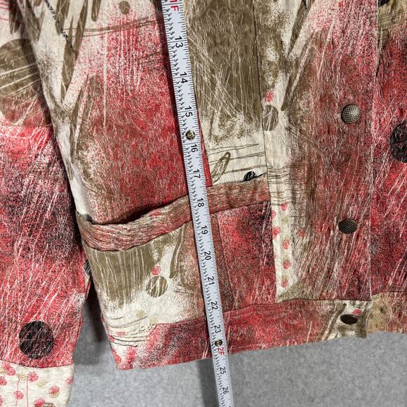 Keren Hart Jacket Medium Coral Gold Painted Artsy Abstract Maximum Boho Granny - Picture 5 of 9